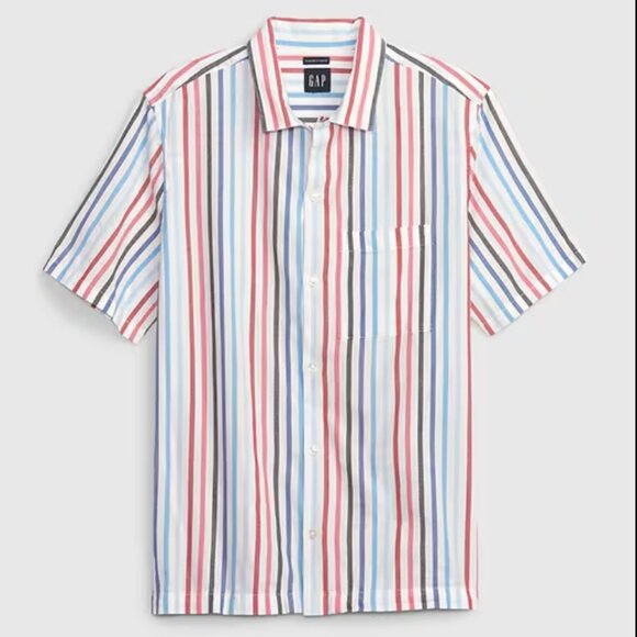 GAP Stripe Dobby Shirt, Multi-Stripe, Large, Excellent Condition - Picture 1 of 3